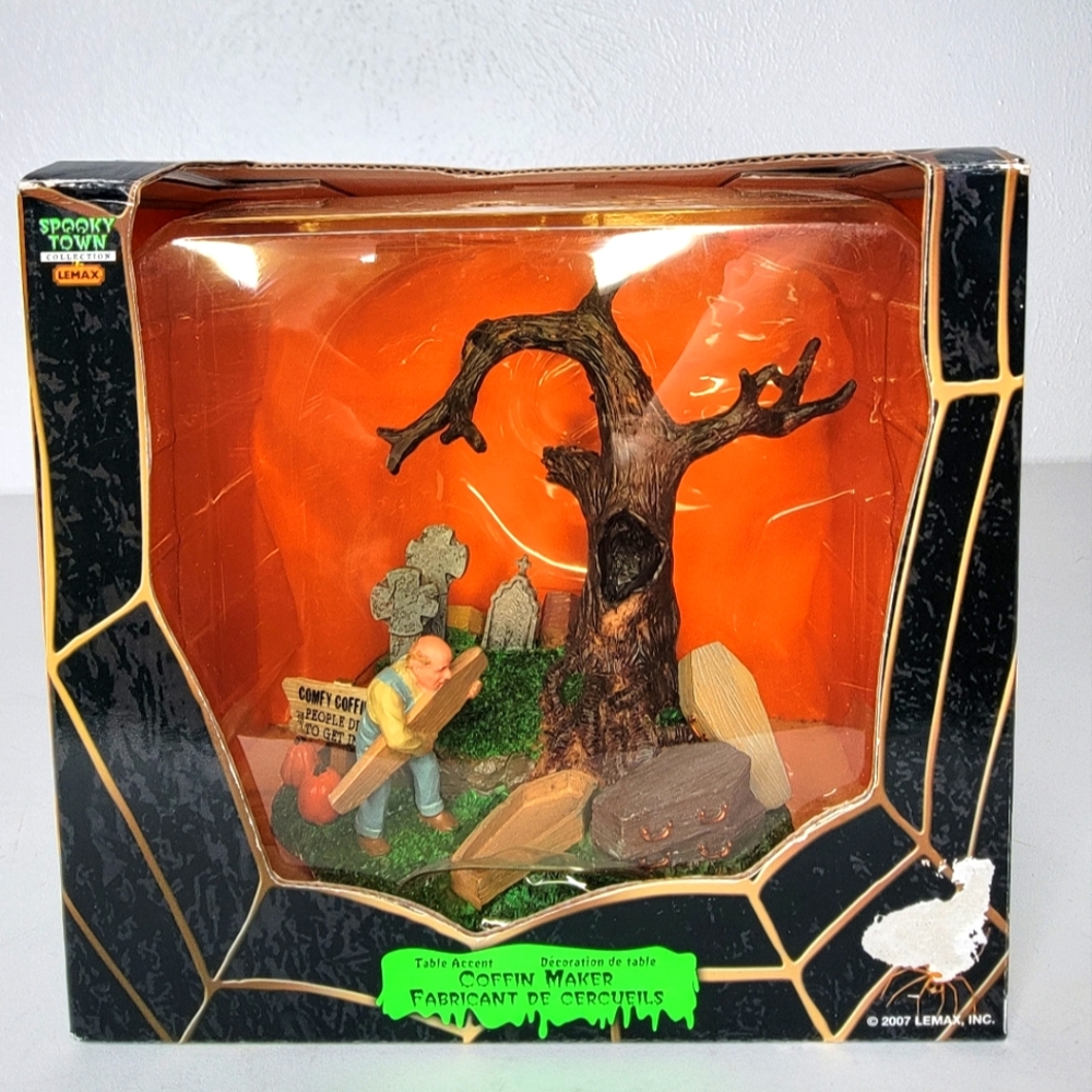 Retired 2007 LEMAX Halloween Spooky Town "COFFIN MAKER"